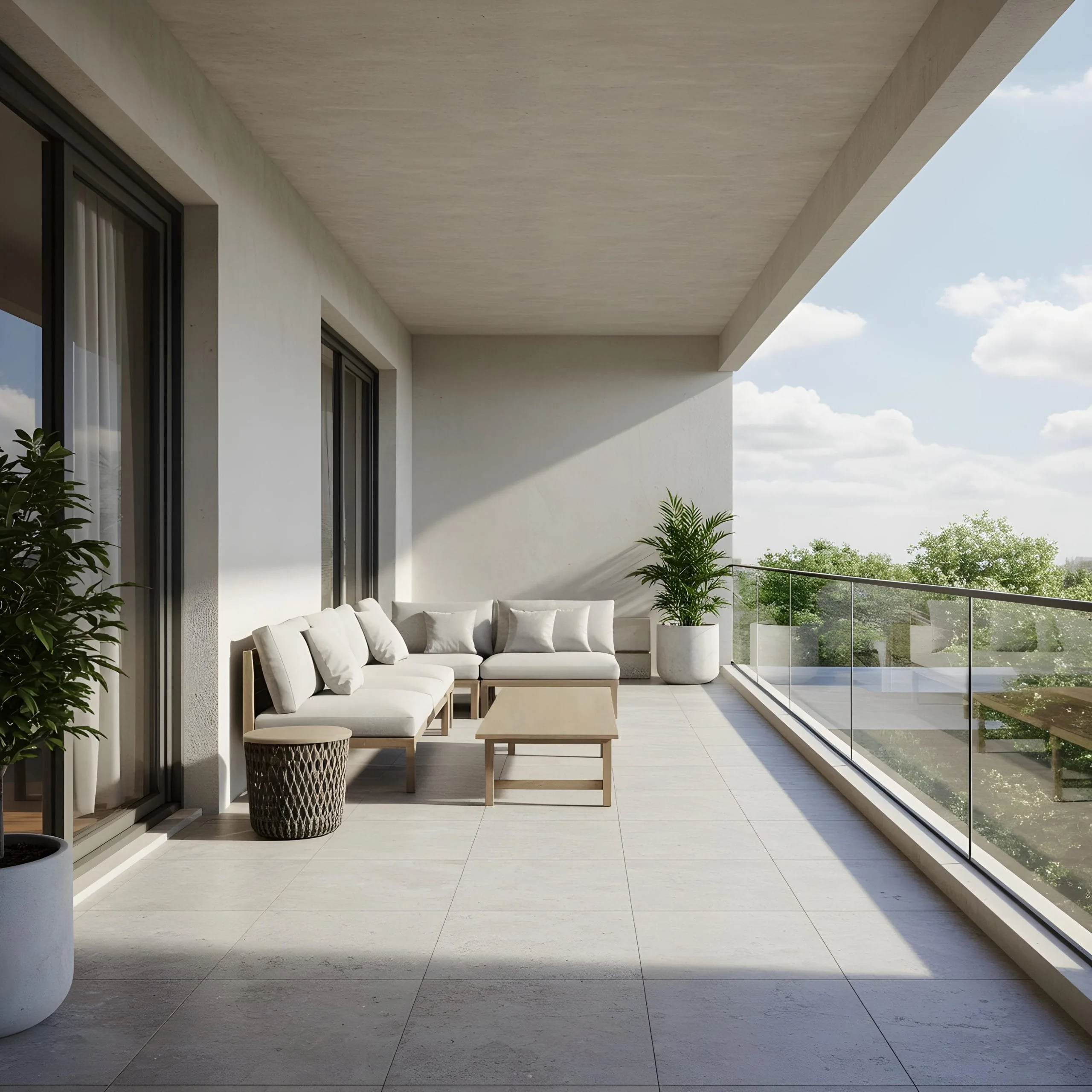 Garde-corps en verre extérieur sur terrasse