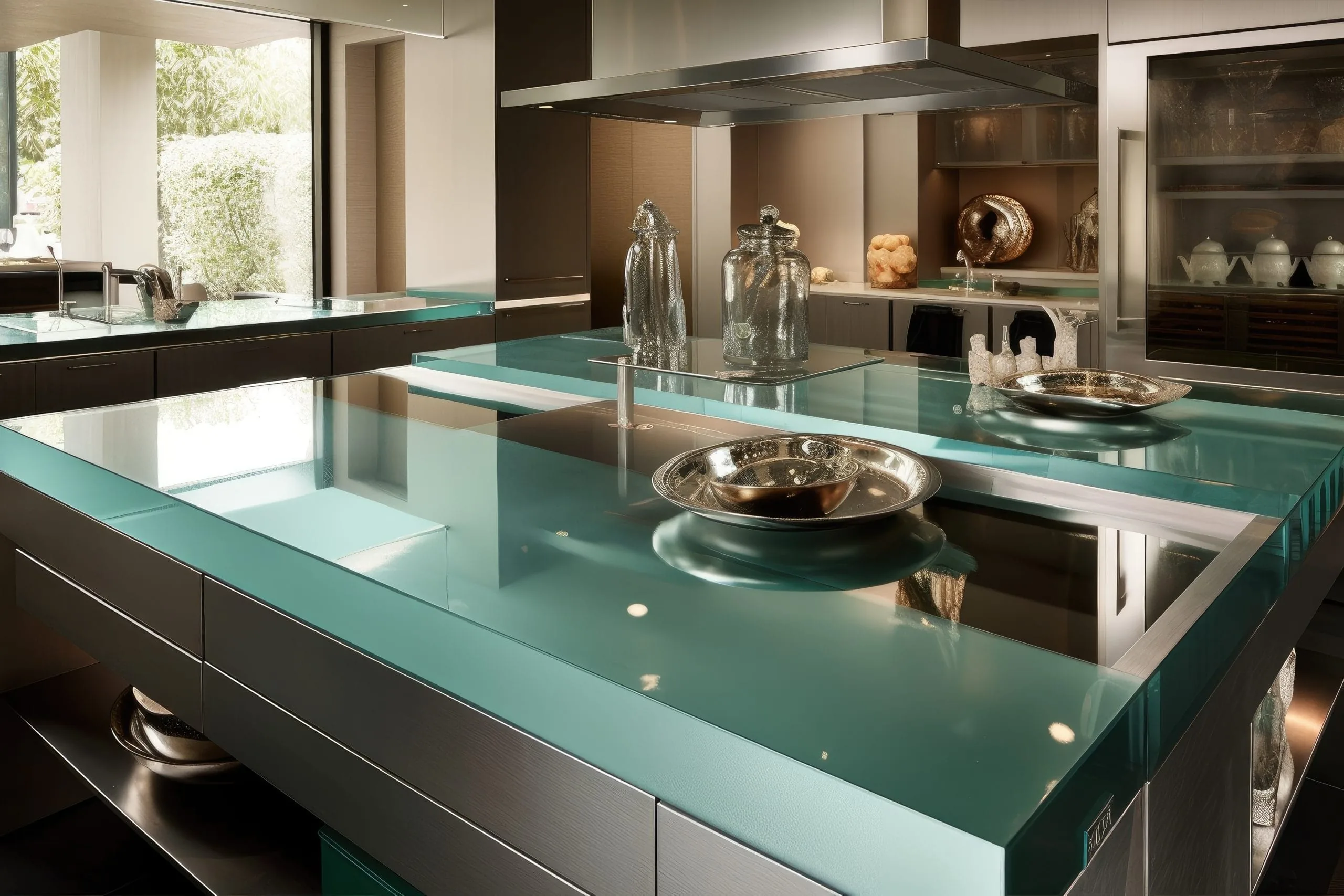 Plan de travail en verre sur mesure